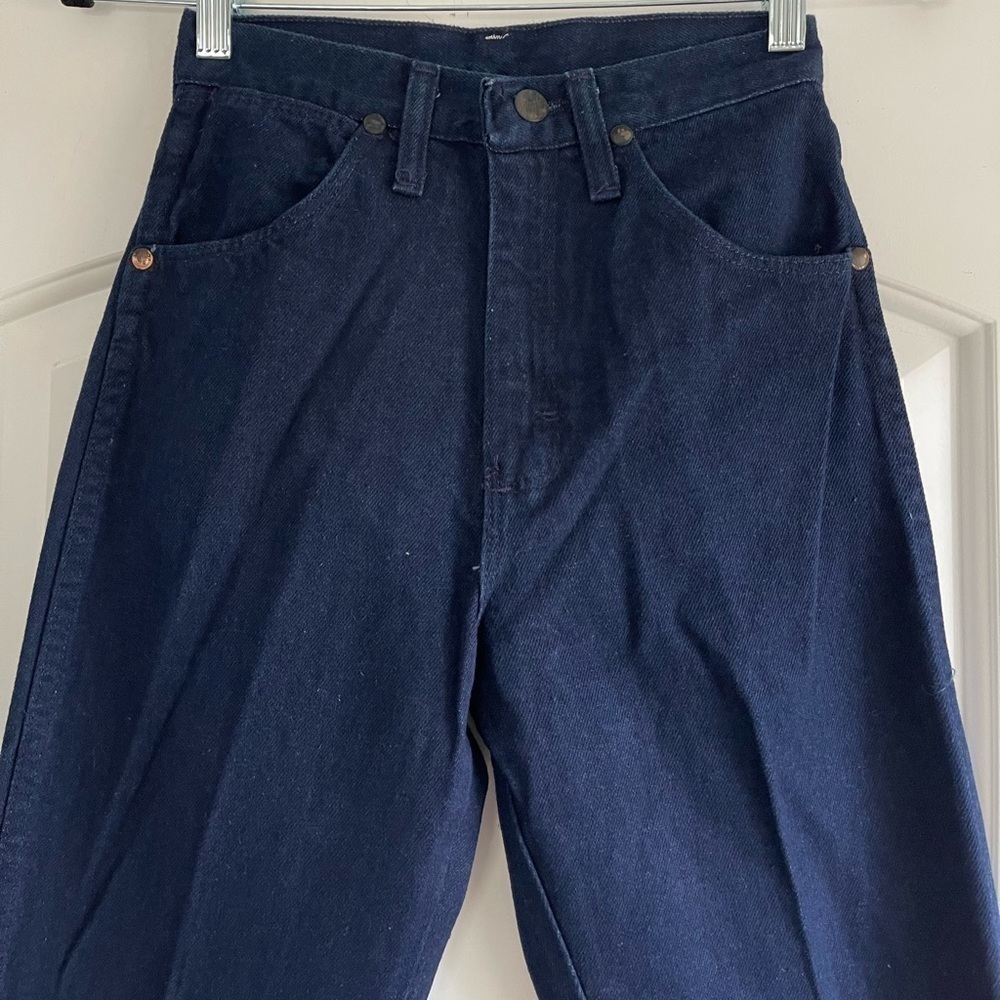 Deadstock Vintage Wrangler Cowboy Cut Straight Tapered Leg Dark Wash - Picture 8 of 11